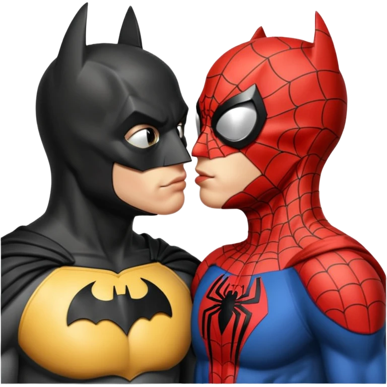 Batman and spiderman kissing emoji