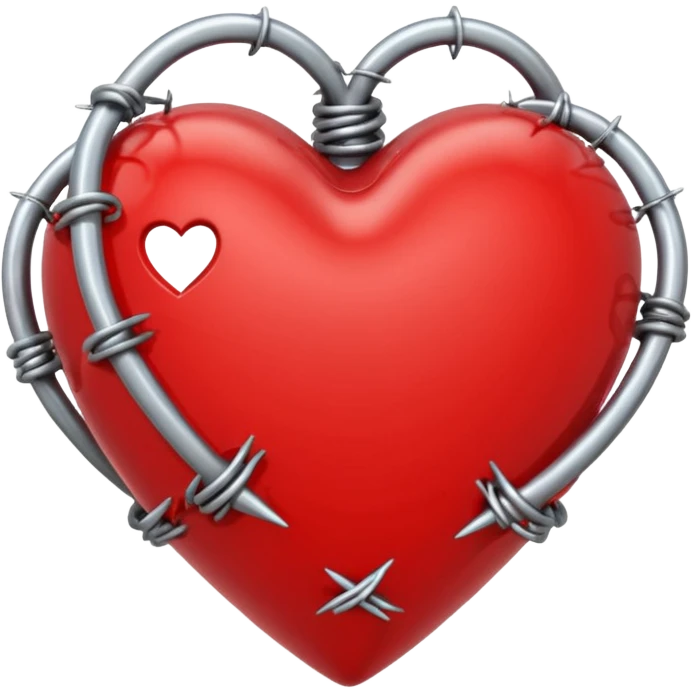 red heart emoji with silver barbed wire wrapped around the heart emoji