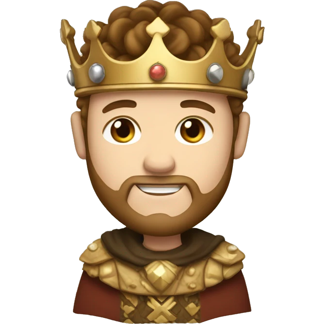 A king with a crown, white skin, light brown hair and low beard with no mustache emoji