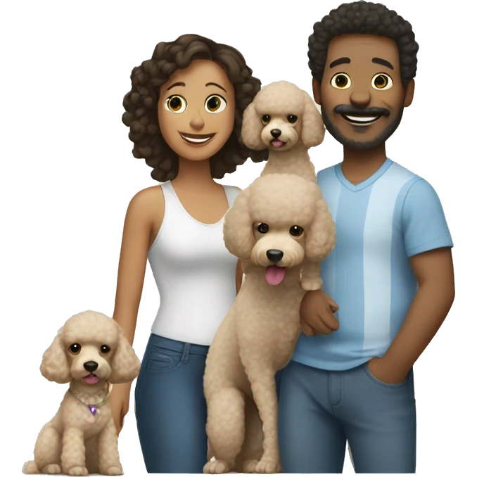 Family with 2 poodles emoji