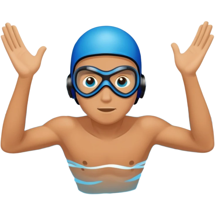 determined pool diver dives into a pool of confidence blue water underneath water  emoji