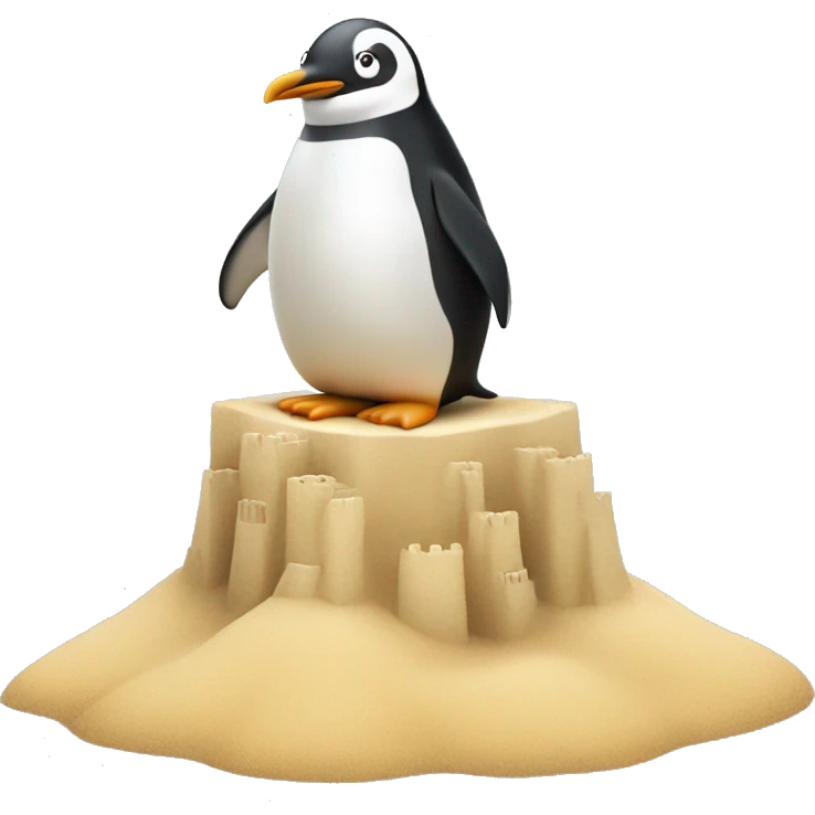 penguin in sandcastle emoji
