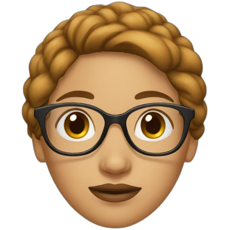 woman with brown bun and glasses emoji