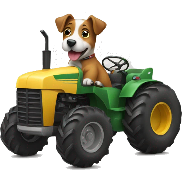 Dog riding a tractor emoji