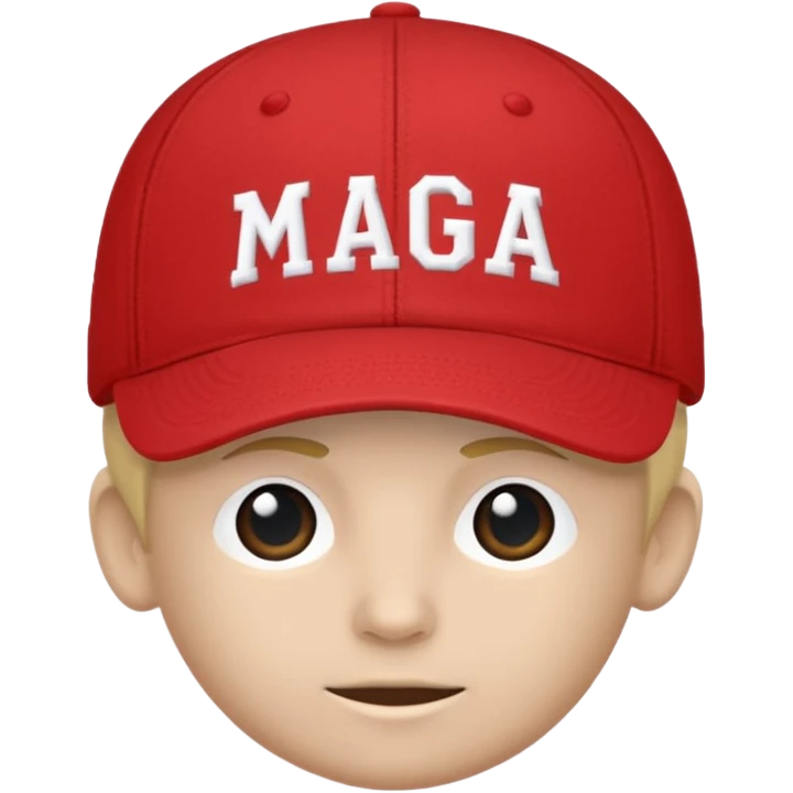 red baseball cap with MAGA on the front emoji