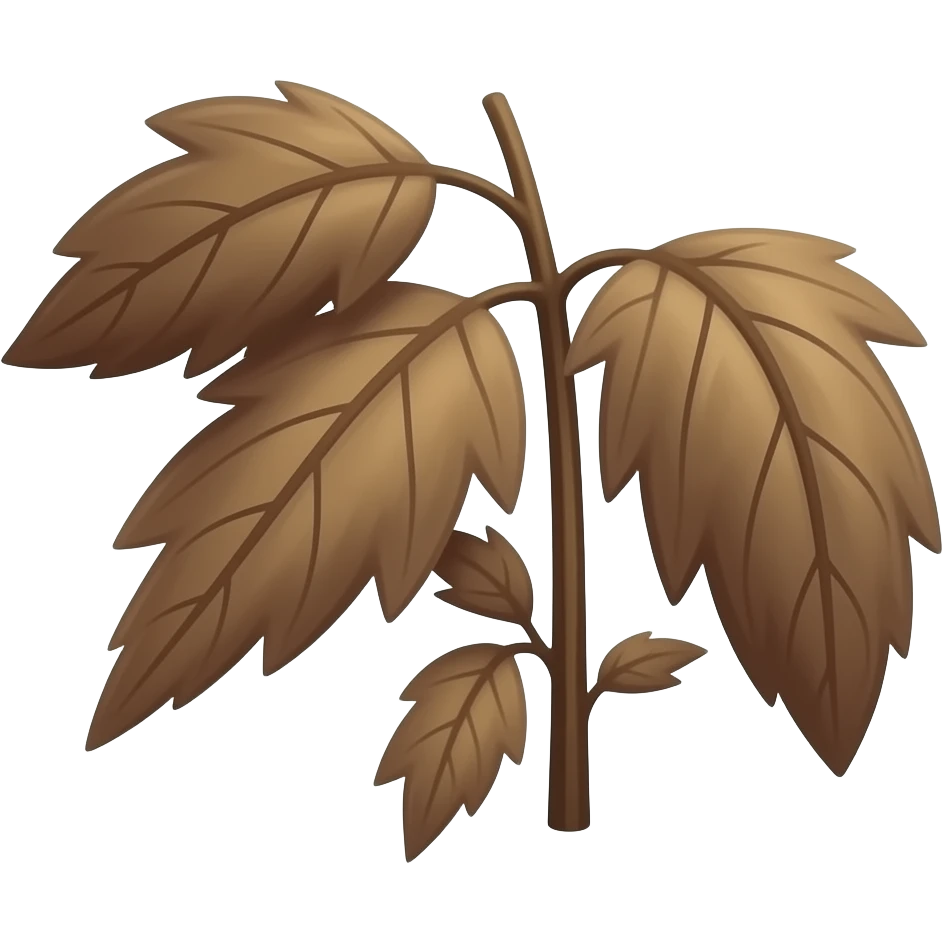 Wilted dead dark brown plantstem with leaves emoji