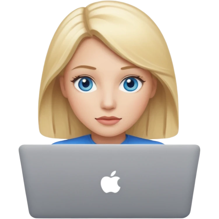 Change emoji of woman technologist with mac laptop (code U+1F469 U+1F3FB U+200D U+1F4BB) to blonde blue eyed. dont change other features emoji