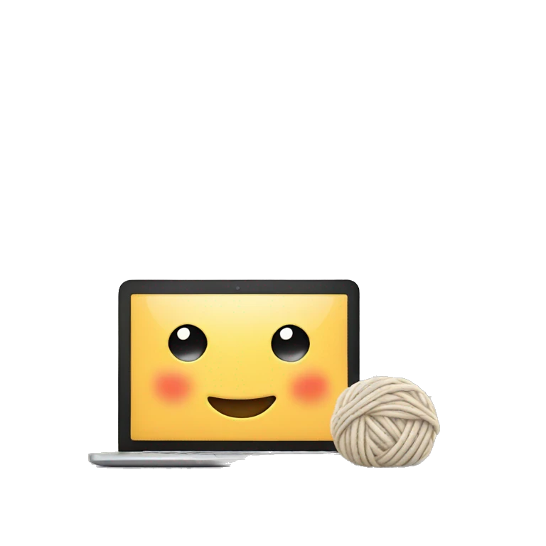 Laptop and yarn emoji