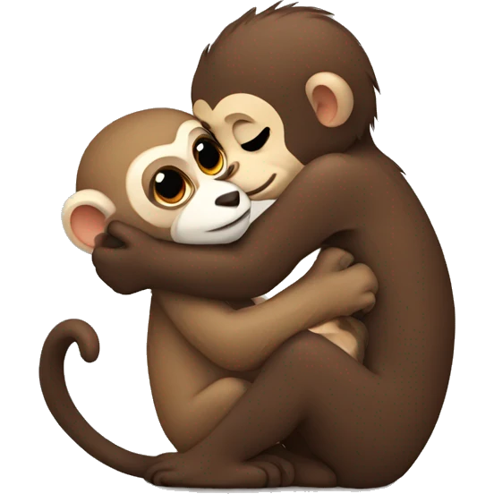 monkey hugging an otter emoji