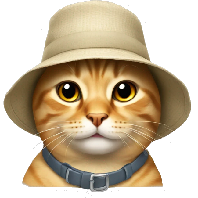cat wearing bucket hat emoji