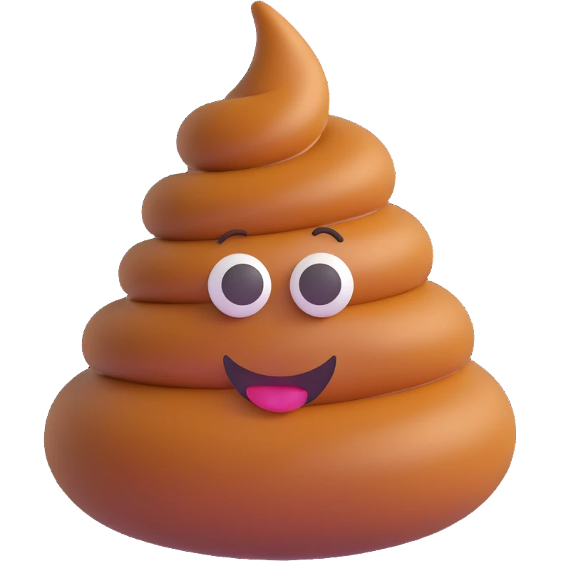3D style poop emoji, classic swirl shape, glossy finish emoji