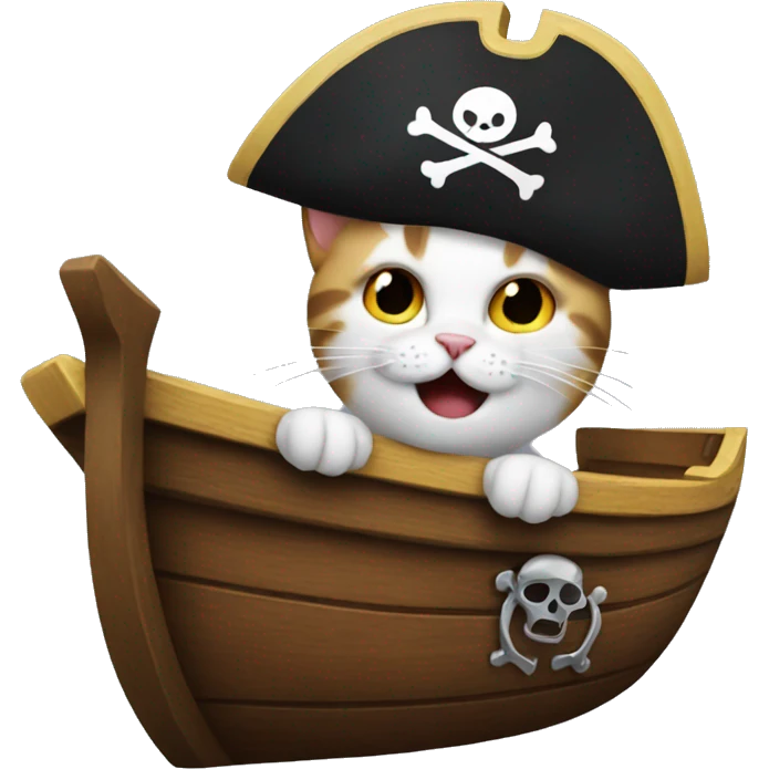 Cat on a pirate boat crying  emoji