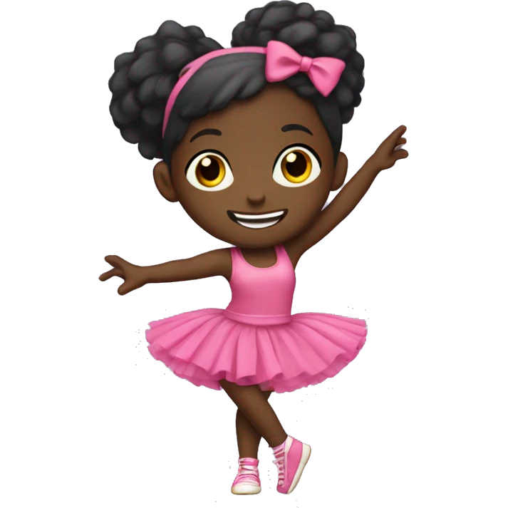 Black little girl dancing with a tutu on emoji