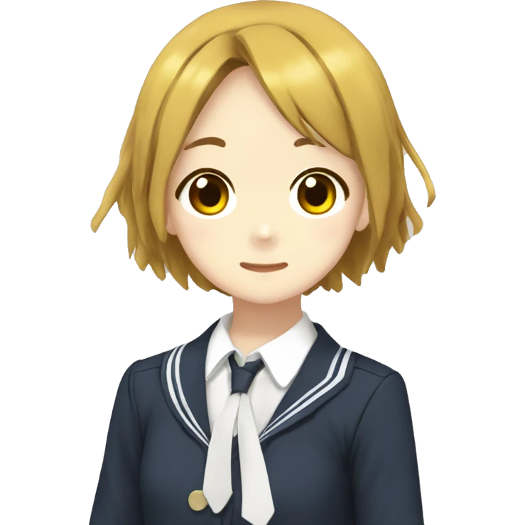 Yui hirasawa from k-on,  wear school uniform, with yellow hairpin emoji