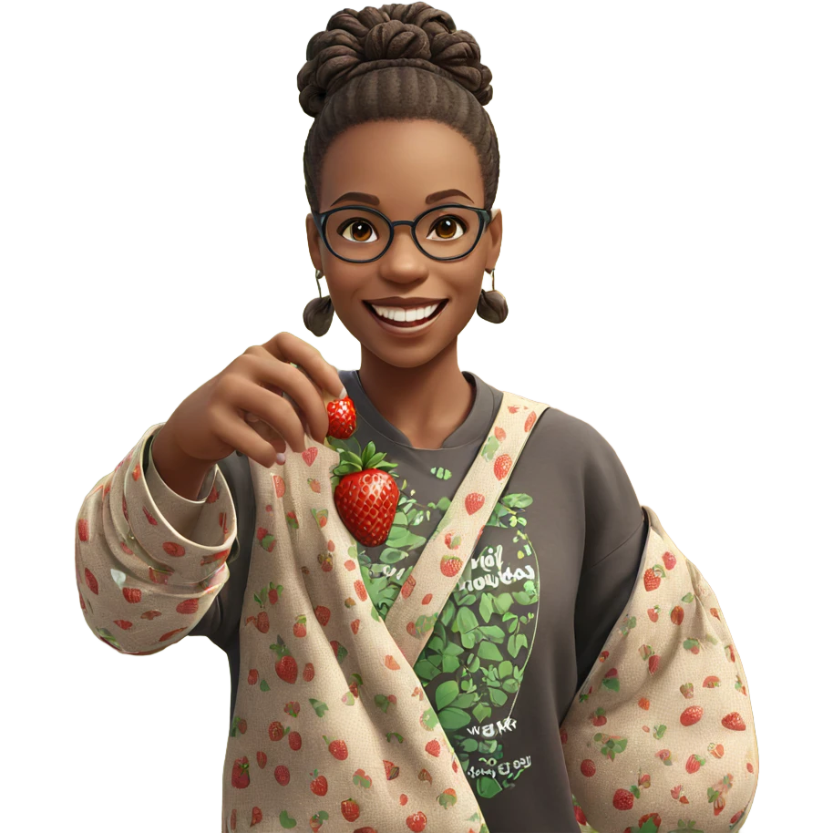 smiling girl with strawberries outdoors emoji