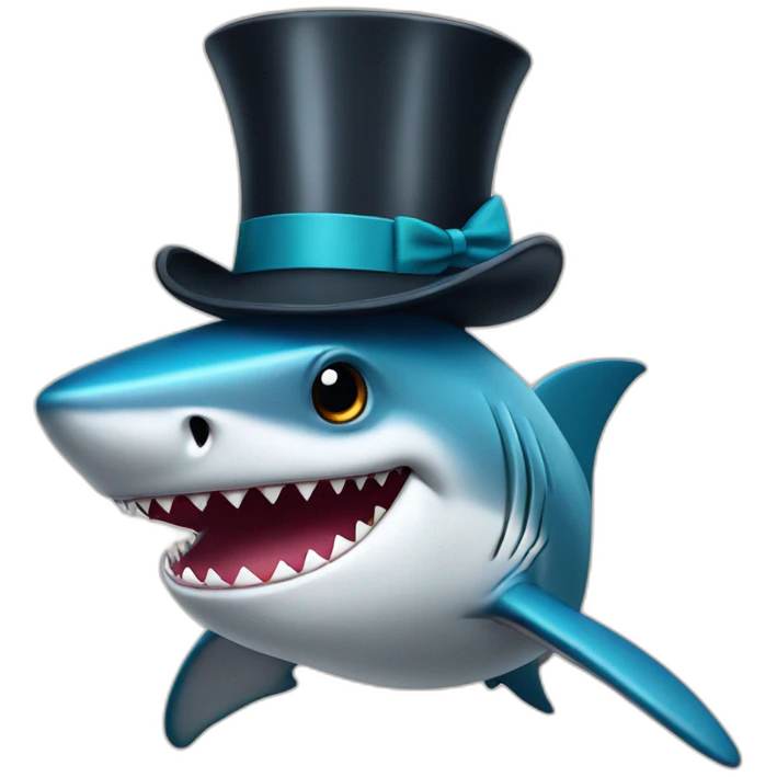 Shark with a top hat emoji