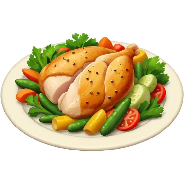 Meal with protein chicken and veggies emoji