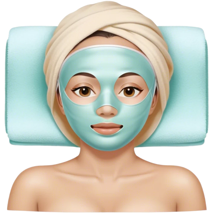 Lady with pastel face mask spa beauty full face relaxing emoji
