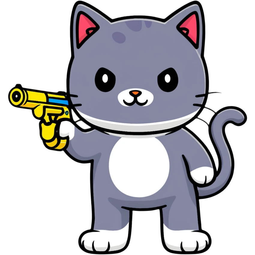 mischievous cat with a squirt gun emoji
