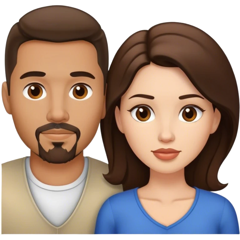 Intimate sfw between white brunette and brown Latino with goatee lover emoji