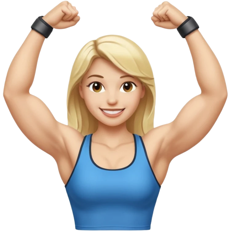 blonde young women show biceps emoji emoji