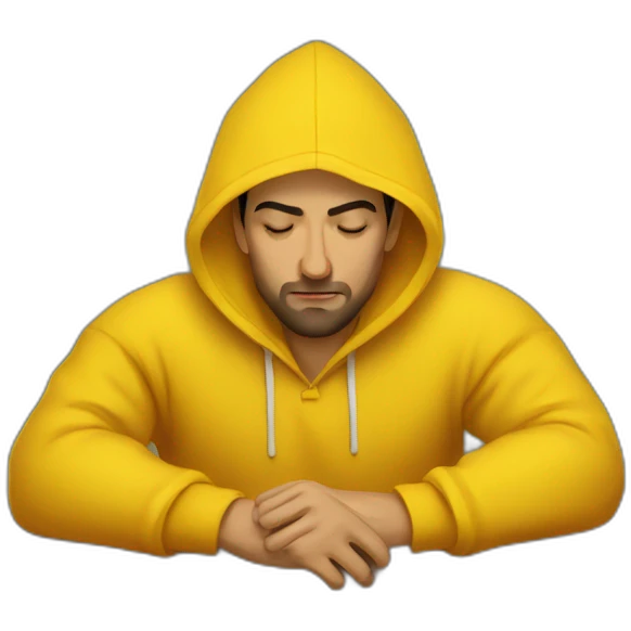 Armenian men  with yellow hoodie sleeping emoji