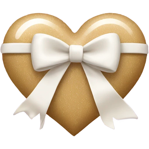 Beige heart with a white bow and glitter emoji