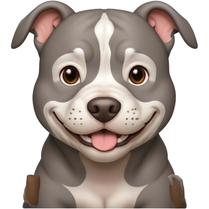 Large solid grey pitbull with an adorable face smiling  emoji