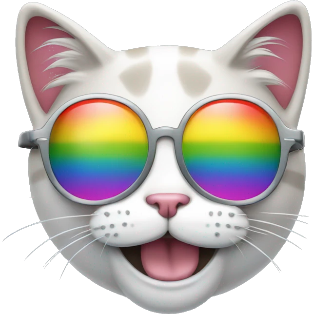 laughing cat with tears wearing rainbow glasses emoji
