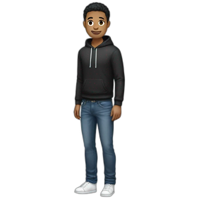 white gay man with black short hair, with jeans and a hoddie emoji