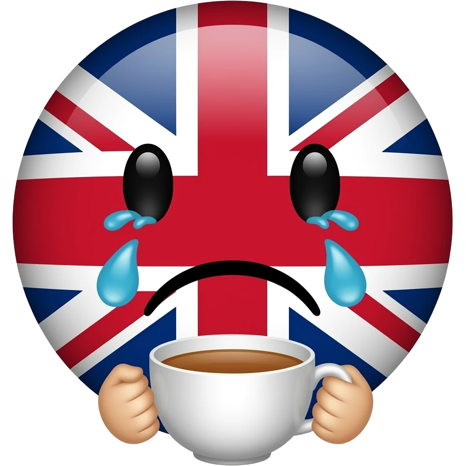 Can you please use this emoji 😭 but have the tears be this flag 🇬🇧 and can it be holding a cup of tea please ☕️ emoji