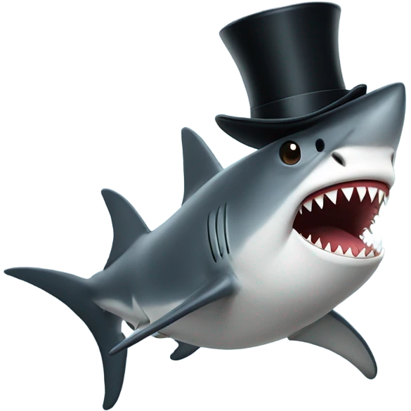 Shark with a top hat emoji