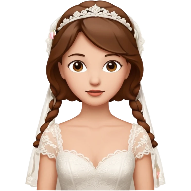 Blonde skin bride with brown hair with a chin on her face emoji