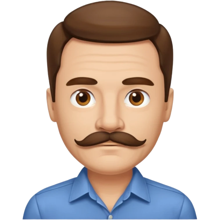man with mustache, brown hair, 50 years old, shirt, high temple emoji