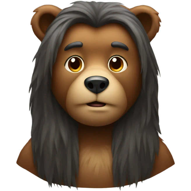 Bear with very long hair emoji