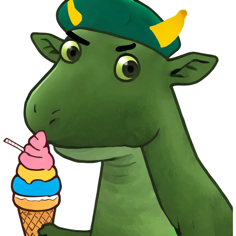 Giraffe eating ice cream with leaves on top emoji
