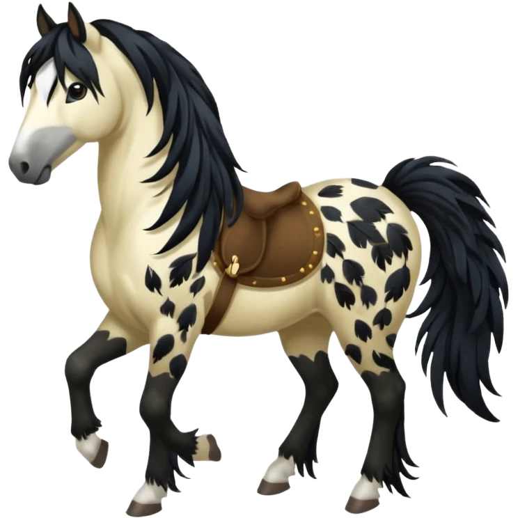 Dark bay gypsy cob with black feathers and mane emoji