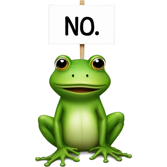 frog holding sign saying no emoji