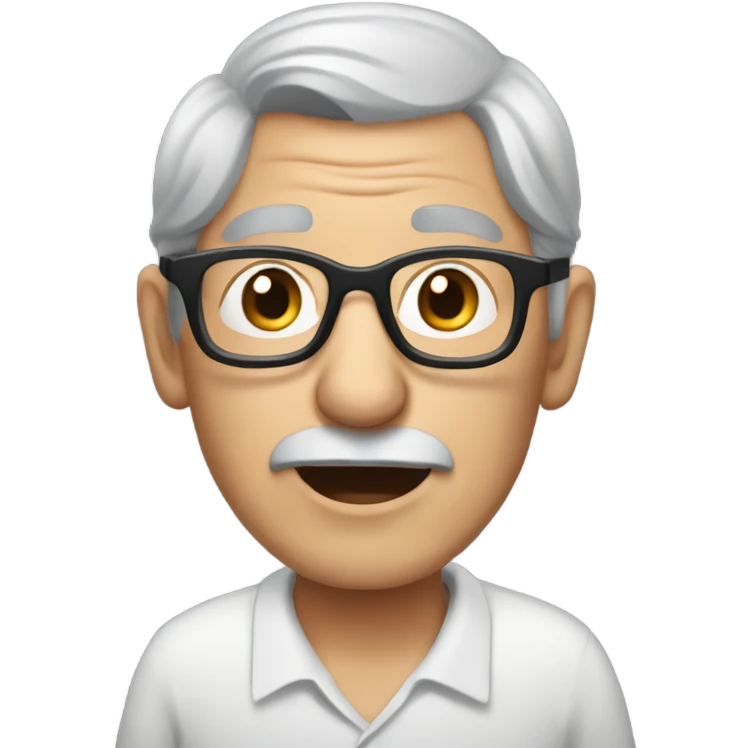 Old man with shorter grey hair with glasses playing crib emoji