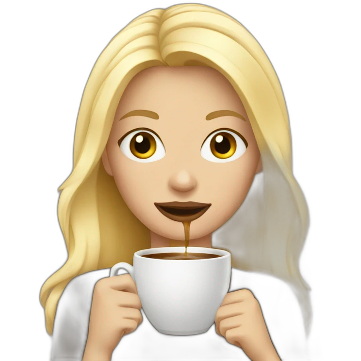 Blonde girl with coffee emoji