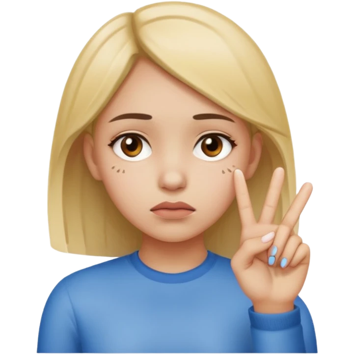 Girl with a sad face with two pointer fingers touching in front of her face  emoji