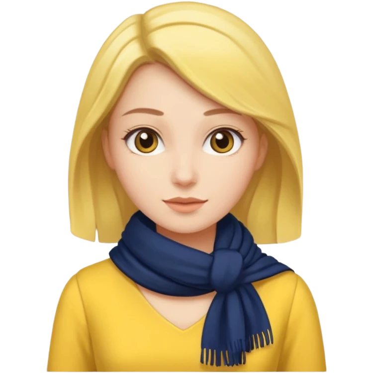 Woman with navy scarf, yellow dress emoji