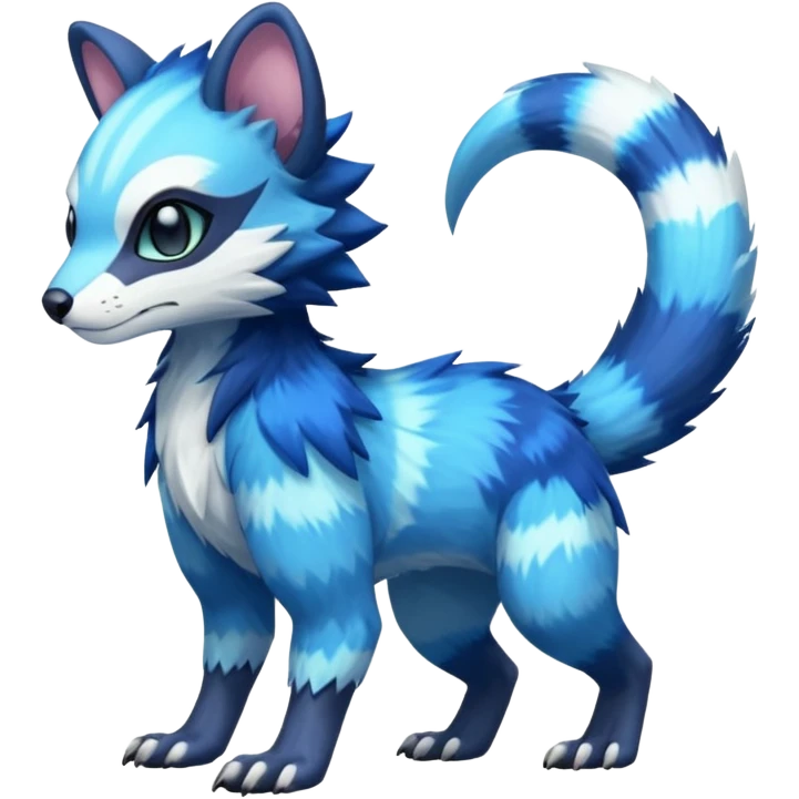Colorful translucent luminescent glowing Trico-Sergal-Furret-Ferret-Wolverine-Vernid-furry-fursona-fusion-Fakemon-animal-hybrid-creature, full body emoji