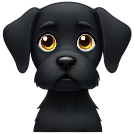 Sad Short Furry Black dog emoji