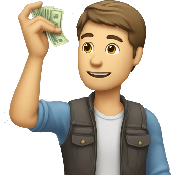 Homme qui porte des billets dans ses mains emoji