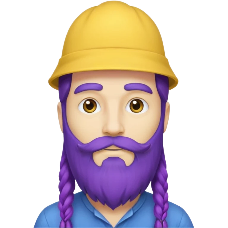 purple bearded, blue very long haired man with yellow hat emoji