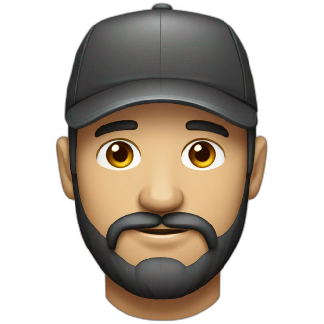 Hombre trigueño fuerte de 30 años con barba y gorra  emoji