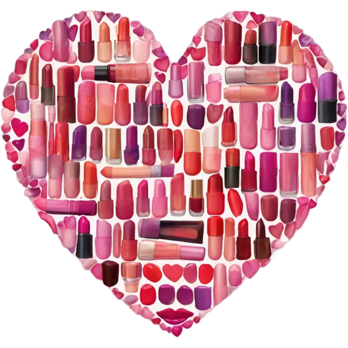 Heart with lipsticks and nail paints  emoji