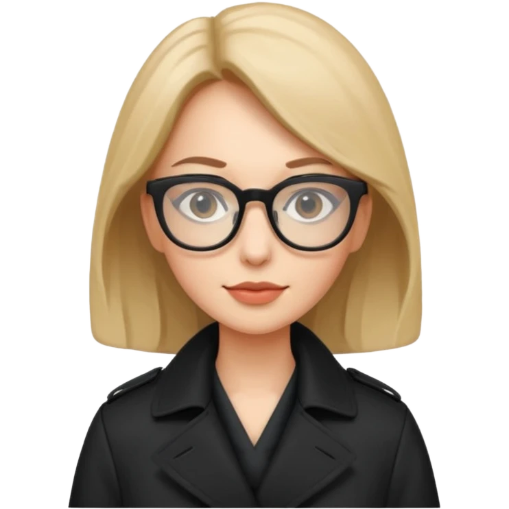 woman in black trenchcoat and glasses emoji