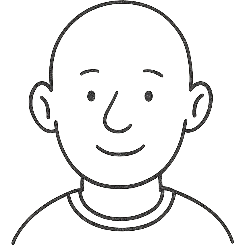 hand drawn outlined icon of a bald white guy emoji